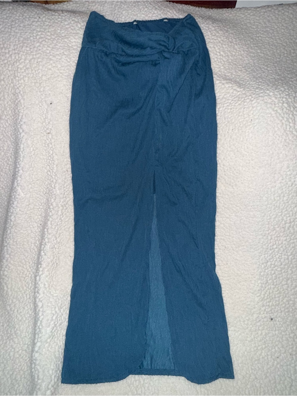 SHEIN Blue Maxi Skirt with Front Knot and Slit